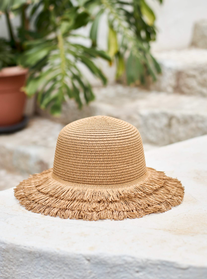 Black Colour Ramona Straw Hat - Khaki