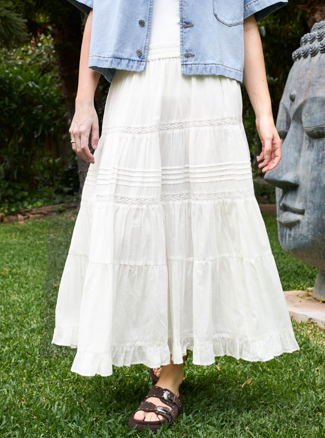 Black Colour Harriet Skirt - Off White