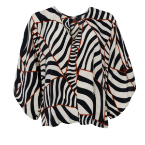 Black Colour Luna Kaftan Blouse - Mosaic Black