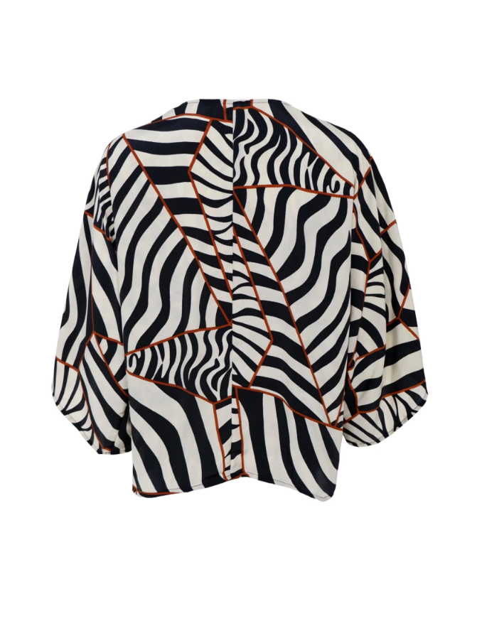 Black Colour Luna Kaftan Blouse - Mosaic Black