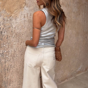 Never Fully Dressed Silver Metallic Scoop Neck Tank