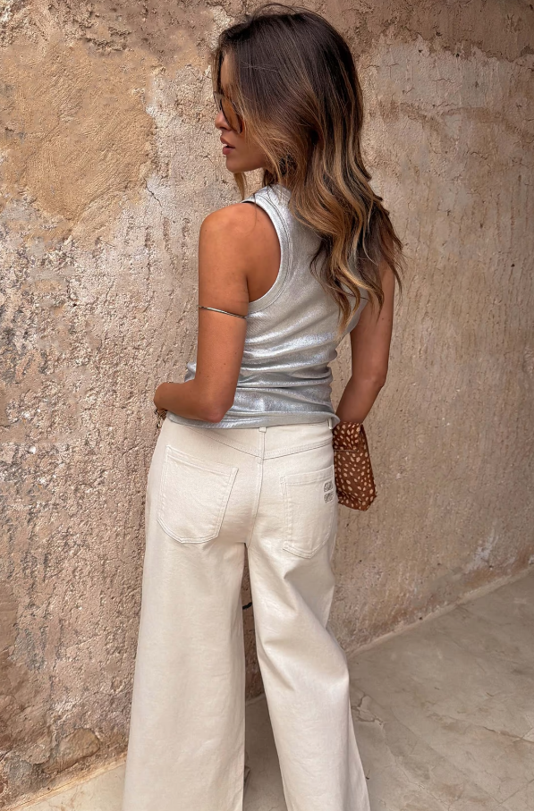 Never Fully Dressed Silver Metallic Scoop Neck Tank