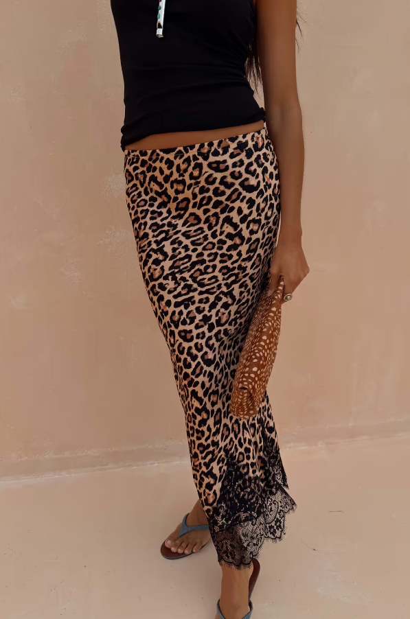 Never Fully Dressed Leopard Lace Midi Maeva Skirt