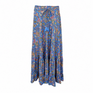 Black Colour Luna Maxi Frill Skirt - Violet Blue