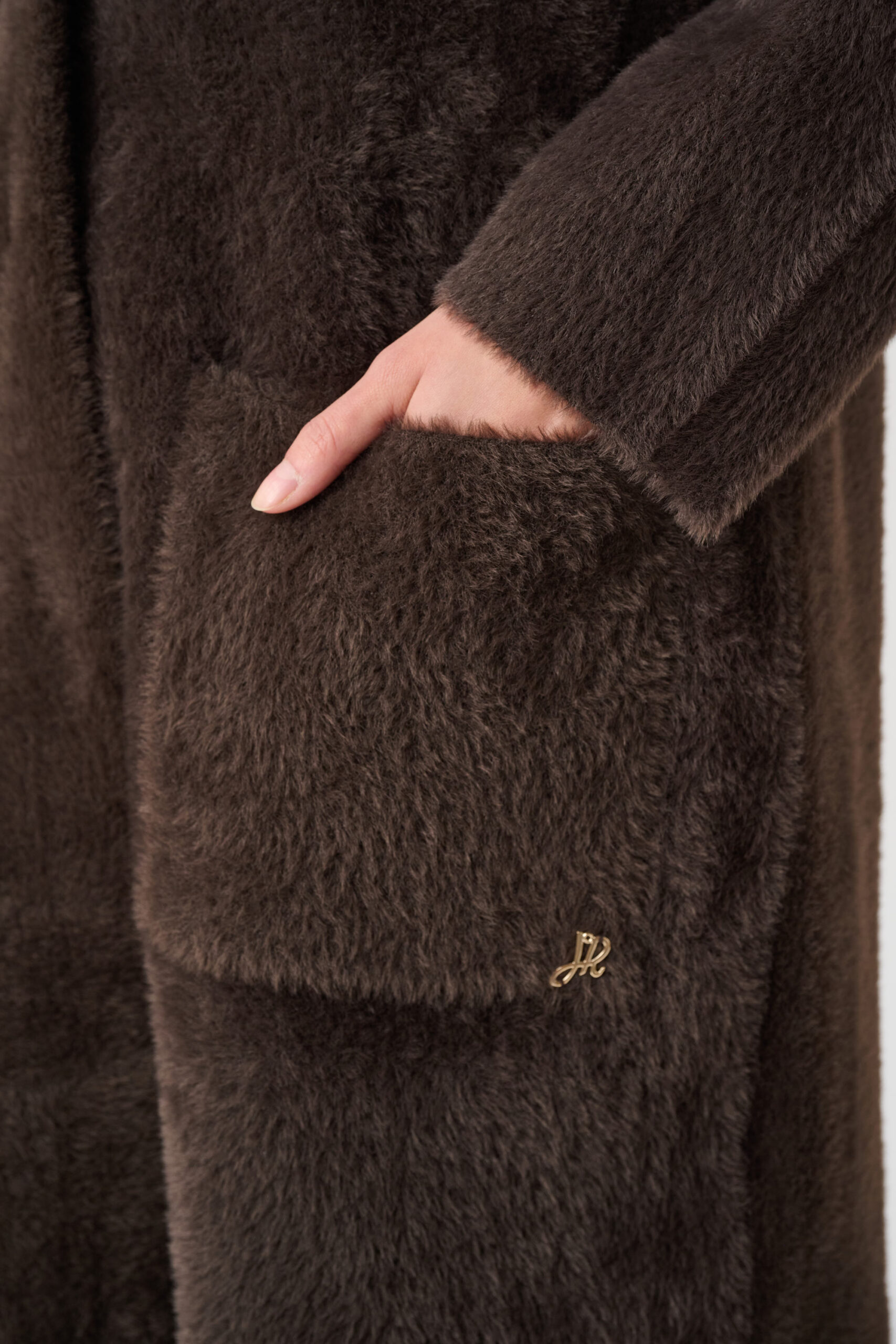 Joseph Ribkoff Feather Yarn Knit Coat With Detachable Faux Fur Collar