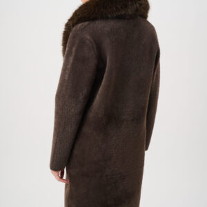 Joseph Ribkoff Feather Yarn Knit Coat With Detachable Faux Fur Collar