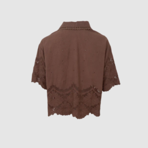 Black Colour AGNETA LACE BLOUSE ESPRESSO