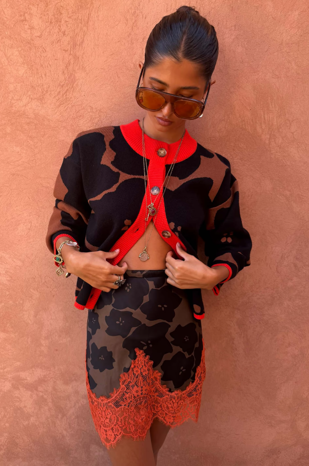 Never Fully Dressed Tan Jaden Floral Mini Maeva Skirt