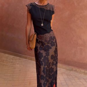Never Fully Dressed Tan Jaden Floral Midi Meava Skirt