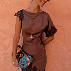 Never Fully Dressed Chocolate and Black Lace Fearne Dress