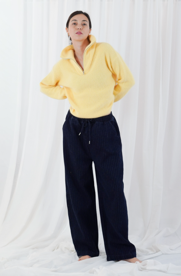 TWNS Long-Sleeved trucker-neck pullover - Butter yellow
