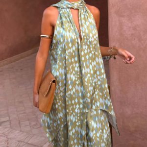 Never Fully Dressed GREEN DIAMOND PRINT HALTER TOP