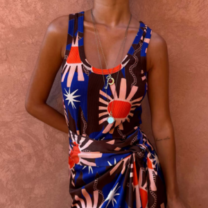 Never Fully Dressed CHOCOLATE AND BLUE SUN RIB TANK TOP