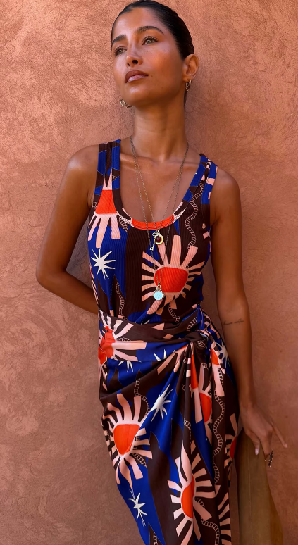 Never Fully Dressed CHOCOLATE AND BLUE SUN RIB TANK TOP
