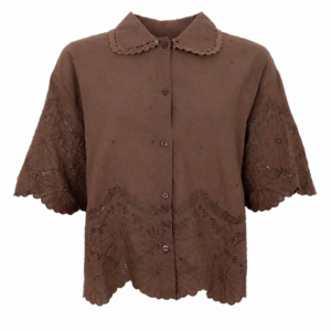 Black Colour AGNETA LACE BLOUSE ESPRESSO