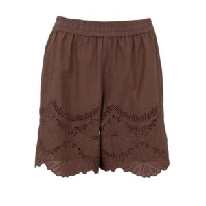 Black Colour AGNETA LACE SHORTS ESPRESSO